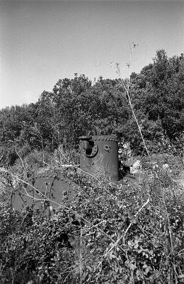 Meria 1
Un des seuls vestiges de la mine de Meria, un reste de machine à vapeur.

Pentax LX - 28/2.8 - Trix 400
Mots-clés: Mine - Corse