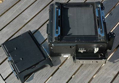 Graflex Speed graphic dos démonté et obturateur fermé
