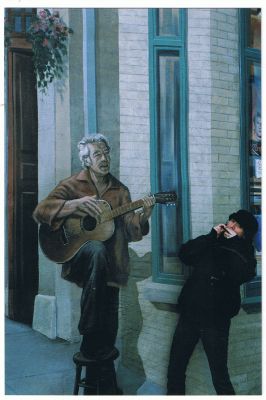 Félix
Le grand chansonnier québecois sur une fresque murale dans le quartier Petit-Champlain.
